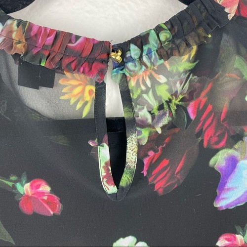 TED BAKER Anina Ölgemälde Blumen Bluse Oberteil Schwarz 1 Langarm - Bild 4 von 7