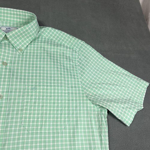 Southern Tide Shirt Mens Medium Green Check Intercoastal Short Sleeve Button Up - Picture 4 of 12