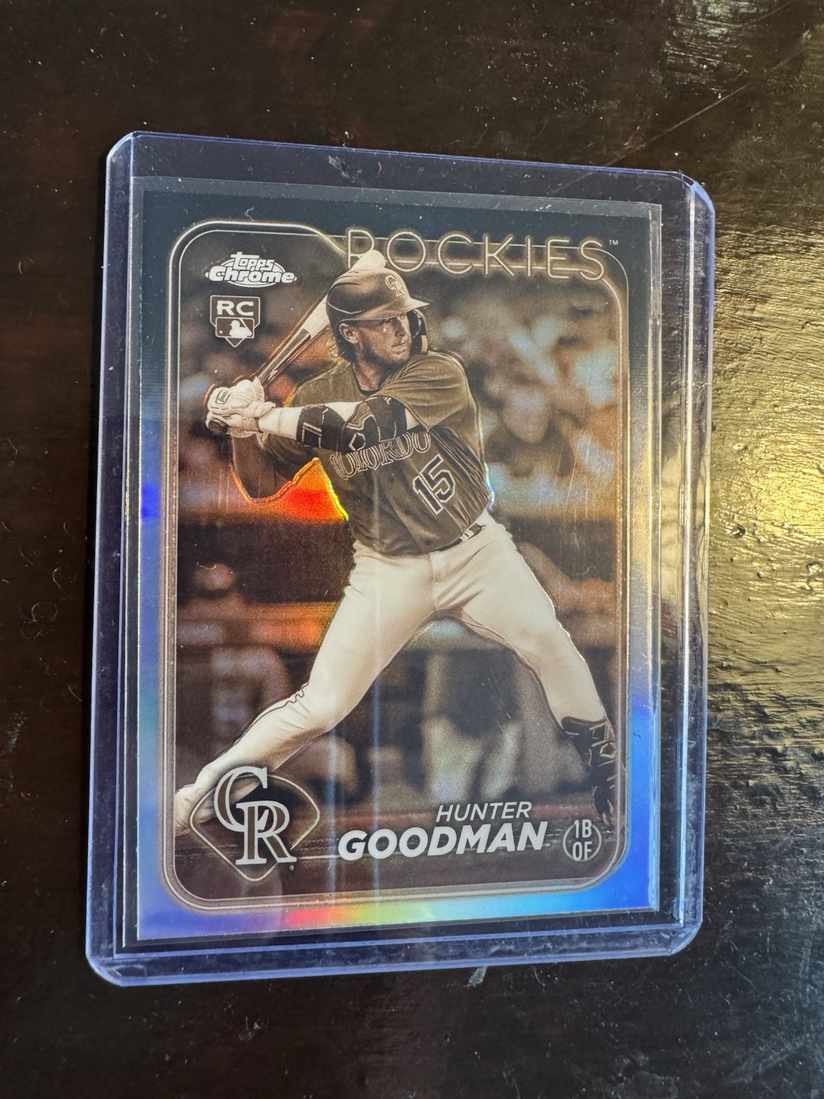 2024 Topps Chrome #99 Hunter Goodman SEPIA REFRACTOR ROOKIE CRD Colorado Rockies