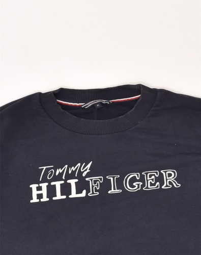 TOMMY HILFIGER Womens Oversized Graphic Sweatshirt Jumper UK 6 XS Blue VX03 - Picture 3 of 3