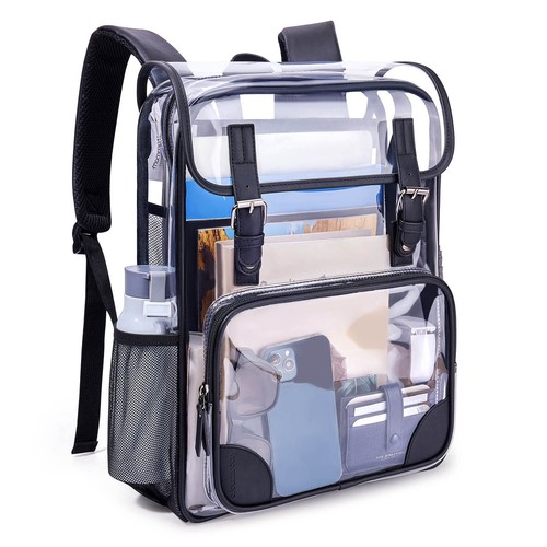 Clear Backpack Heavy Duty Large Clear Bookbag for School Transparent PVC Stad...