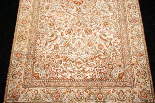 Seidenteppich Isfahan 143 x 84 cm Orient Teppich Esfahan Beige Handgeknüpft Rug - Bild 6 von 17