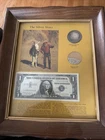 Vintage Framed Silver Story Picture Morgan Dollar Silver Certificate + Granules