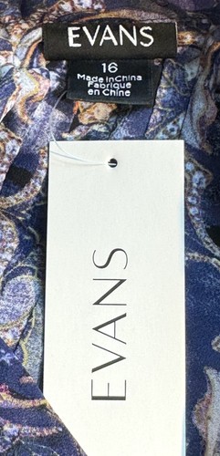 EVANS Vestito Camicia Cambio Stampa Blu Taglia 16 Chiesa Ufficio Moody Moment Nuovo - Foto 7 di 8
