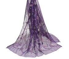 Sushila Vintage Purple Scrap Dupatta Art Silk Sequins Embellish Sheer Stole