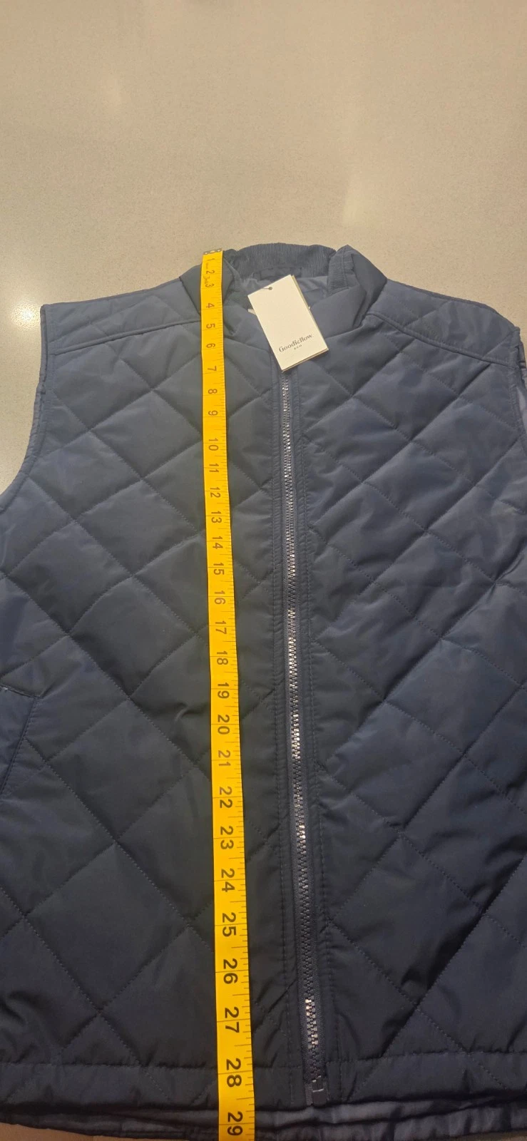 Goodfellow & Co Men's Quilted Navy Blue Zip Up Puffer Vest With Side Pockets XL image 4