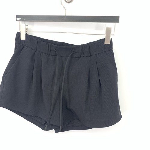 Pantalones Cortos Lululemon Mujer Talla 8 Medianos Pasear al Atardecer Malla Negra Pull On 3" - Imagen 3 de 6