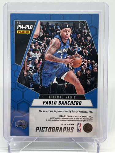 2024-25 Panini Mosaic Pictographs Paolo Banchero Auto Blue /35 Magic - Picture 2 of 2