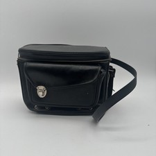 VTG GOLD CREST Black Leather Camera Case Carrying Bag