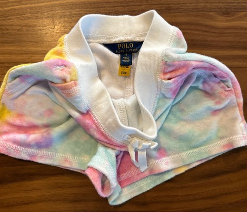 Polo Ralph Lauren Girls Tie Dye Terry Cloth Elastic Waist Shorts Size 6 Pockets - Picture 21 of 21