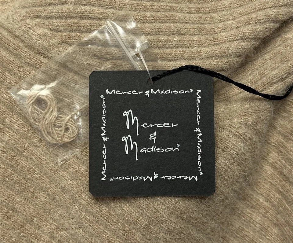 Mercer & Madison Sweater Womens (XL) Camel Angora Cardigan Ribbed Draped Hem NWT - Image 4 of 4