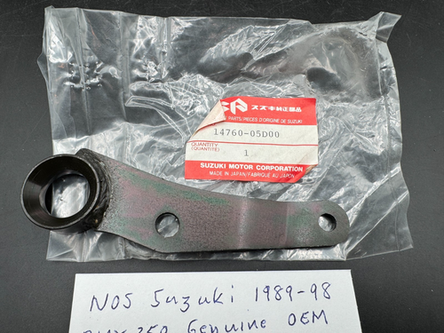 NOS Suzuki 1989-98 RMX250 Genuine OEM Muffler Bracket Part # 14760-05D00 New - Picture 2 of 4