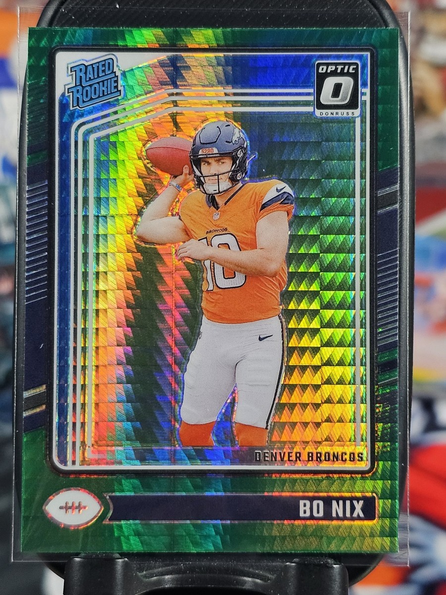 Bo Nix 2024 Panini Donruss Optic Green Hyper Prizm Rookie RC