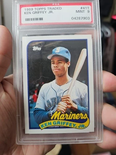 1989 TOPPS TRADED #41T KEN GRIFFEY JR RC ROOKIE HOF PSA 9 MINT MARINERS, BEAUTY!