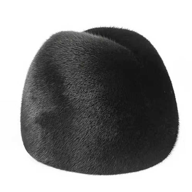 Sombrero de piel de visón para hombre Invierno Piel de visón Calor Protección para los oídos Papá Sombrero de algodón Foto 3 de 4