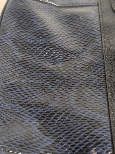 Simply Vera Vera Wang Faux Leather Black Small Purse w/ Blue Snakeskin Accent - Picture 19 of 19