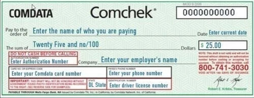 LEERE grüne COMDATA Comchek - Größe 100er Pack - KOMCHECKS *KOSTENLOSER VERSAND* - Bild 2 von 2