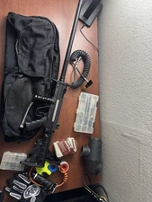 Tippmann A-5 paintball marker with upgrades - Flatline barrel, Stock, Tank +