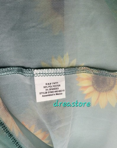 Sweet Lilac Sunflower Sheer Top Brand New Shirt Short Sleeve Mint Green Size M - Picture 3 of 6