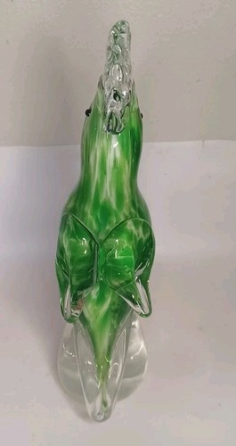 Murano Cockatoo Handblown Glass Green 11" - Picture 4 of 9