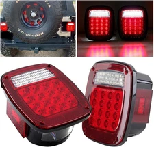2Pcs Square Rear Combination Tail Lights Lamps Assembly w/Side Marker Lights ...