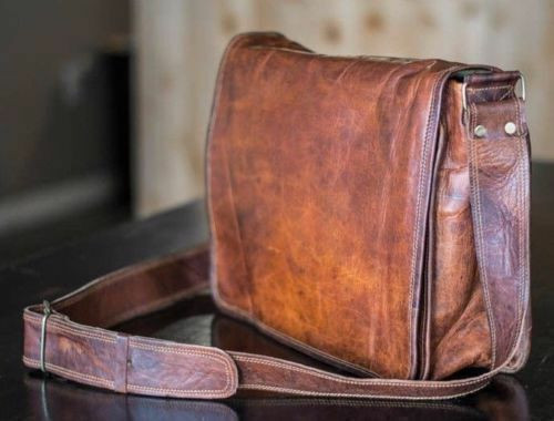 Borsa a tracolla da uomo in vera pelle vintage messenger per laptop borsa... - Foto 1 di 6