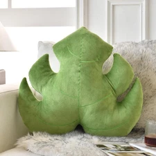 Leaf-shaped pillow, cute decorative plant pillow, (light green, 19.6 inches)