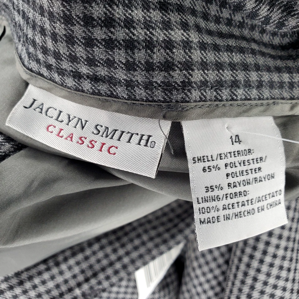 Pantalón plisado pata de gallo Jaclyn Smith para mujer 14 tiro alto forrado bolsillo cónico Foto 3 de 4