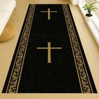 Black Gold Religious Cross rug,Prayer Runner Rug,Holy Cross rug,Christian Decor