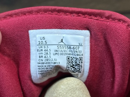 Nike Air Jordan 1 Low Cardinal Red Men's Size 10.5 553558-607 NEW in Box DS - Picture 7 of 10
