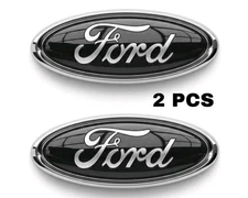 Black & Chrome 2005-2014 Ford F150 Front Grille/ Tailgate 9 inch Oval Emblem 2PC