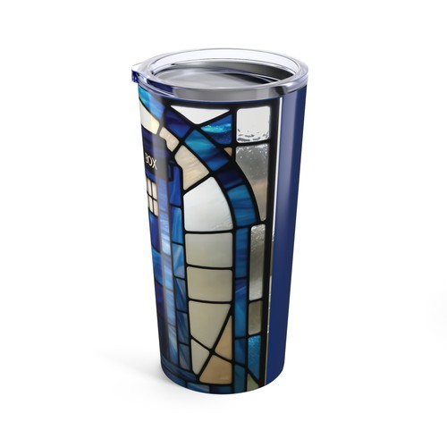 Tumbler 20oz - Stained Glass TARDIS Design, Perfect for Whovians, Gift for Fans! - Picture 5 of 5