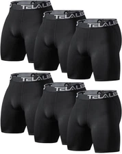 TELALEO Men's Compression Shorts 5 6 Pack Spandex Athletic Workout Running Ba...