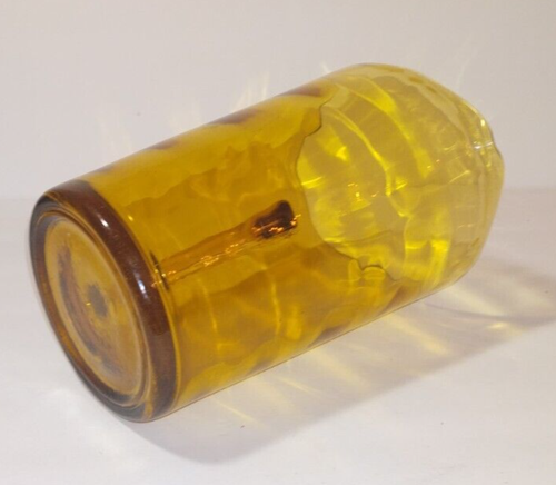Jarra de vidrio prensado ámbar vintage 2 cuartos patrón acanalado 8" de alto - Imagen 4 de 4