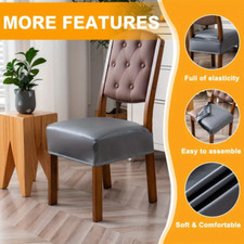 Waterproof PU Leather Chair Cushion Cover Stretch Dining Seat Sofa SlipCover 2PC