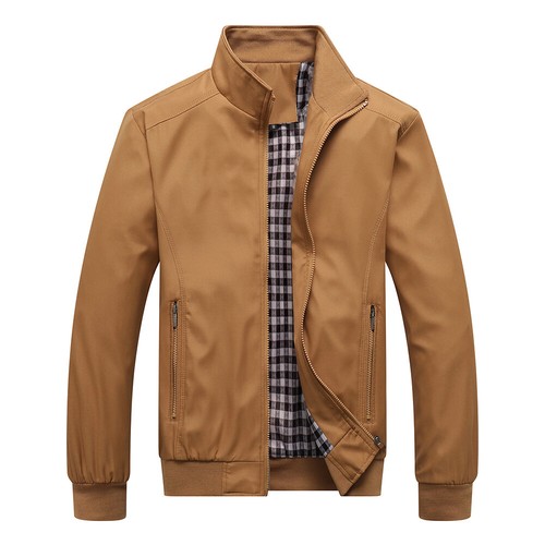Herren Langarm Stehkragen Mantel Business Jacke mit durchgehendem Reißverschluss D - Bild 16 von 19