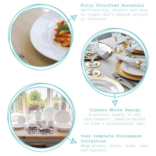 18pc White Porcelain Dinner Set Crockery Dinnerware Plates Bowls - Picture 2 of 7