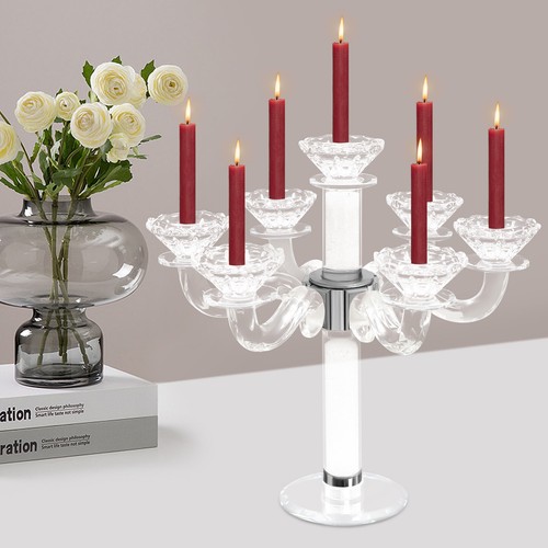 7 Arm Crystal Candelabra Taper Candle Holder for Home Wedding Table Centerpieces - Picture 19 of 24