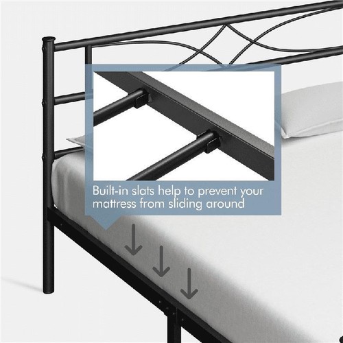 Metal Platform Bed Frame W/ Curved Headboard Full Size Storage Solution New - Picture 6 of 6