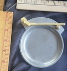 GOLF CLUB & BALL METAL TRINKET DISH ashtray 4.5 in wide Gold  and Silver Tone VT