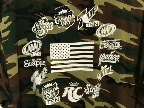 DR PEPPER SNAPPLE "Supports Our Troops" Men Military Camo T-Shirt M Code V NEW - Picture 4 of 6