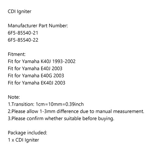 CDI Igniter Module fit for Yamaha K40J 93-02 E40J E40G EK40J 2003 6F5-85540-21 - Picture 12 of 12