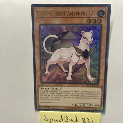 Crystal Beast Amethyst Cat Ultra Rare BLCR-EN048 (Moderately Played 1st Edition)