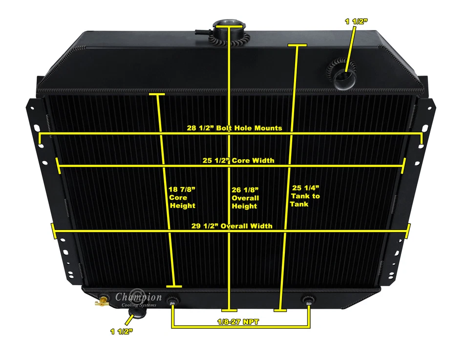 RS 3 Row Black Finish Radiator Coyote Swap-1978 1979 Ford Bronco Coyote Swap Foto 3 de 4