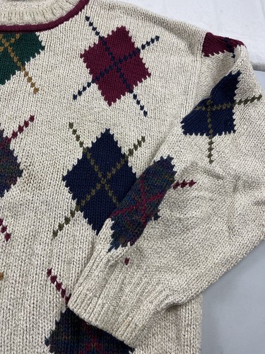 Vintage Rigger By Gant Sweater Men Size XL Argyle Pattern Dad Pullover Knit - Picture 5 of 13