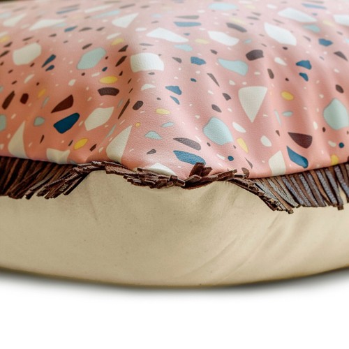 Pink Lumbar Pillow Cover, 12"x16" Faux Leather Cushion-Terrazo Fun Pink - Picture 2 of 3