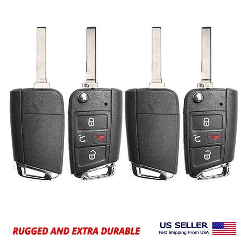 2X Flip Remote Key Shell Case With Flip Blade HU162R for VW 4 Button - Picture 2 of 2