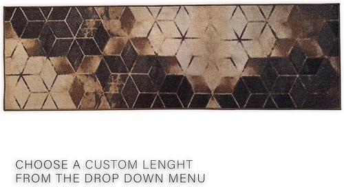Custom Size Runner Rug Cubes Design Brown Beige Color 26"&31" By Your Length - Picture 3 of 6