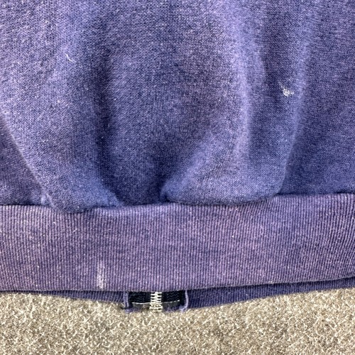 VINTAGE Sun Faded Hoodie Mens M Blue Navy Blank Full Zip Grunge Thrashed 70s 80s - Picture 14 of 18
