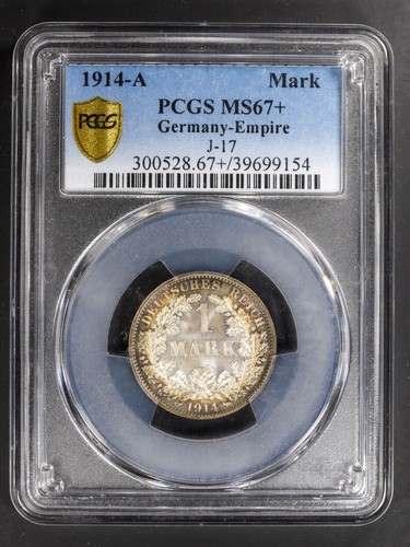 Moneda de plata gema Imperio Alemán 1 marco 1916-A graduación profesional MS67+ BU GreatLuster - Imagen 3 de 4